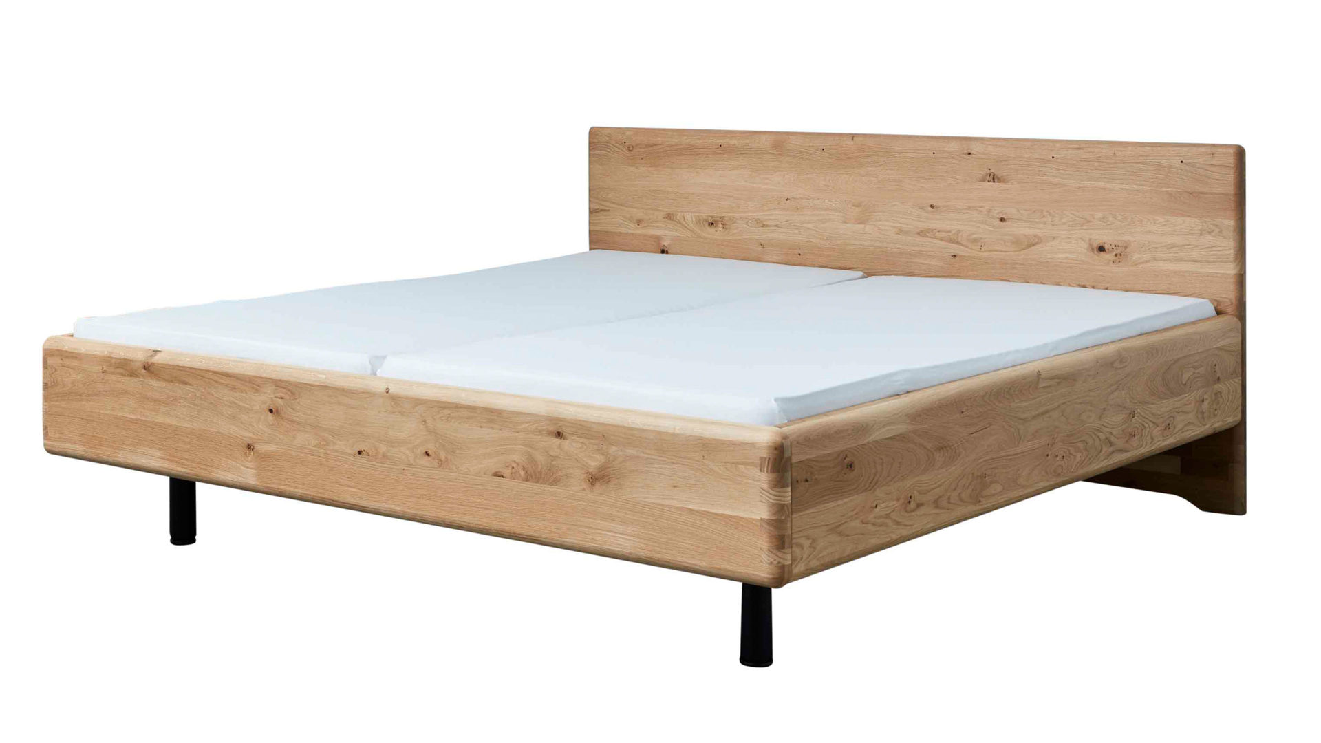 Doppelbett Interliving aus Holz in Holzfarben Interliving Schlafzimmer Serie 1015 – Bettgestell 1200 Wildeiche – Liegefläche ca. 200 x 200 cm