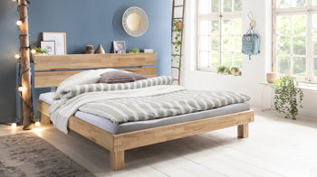 Doppelbett Neue modular aus Holz in Holzfarben Massivholz-Bettgestell, ein Futonbett mit Komfort natur geöltes Kernbuchenholz - Liegefläche ca. 180 x 200 cm