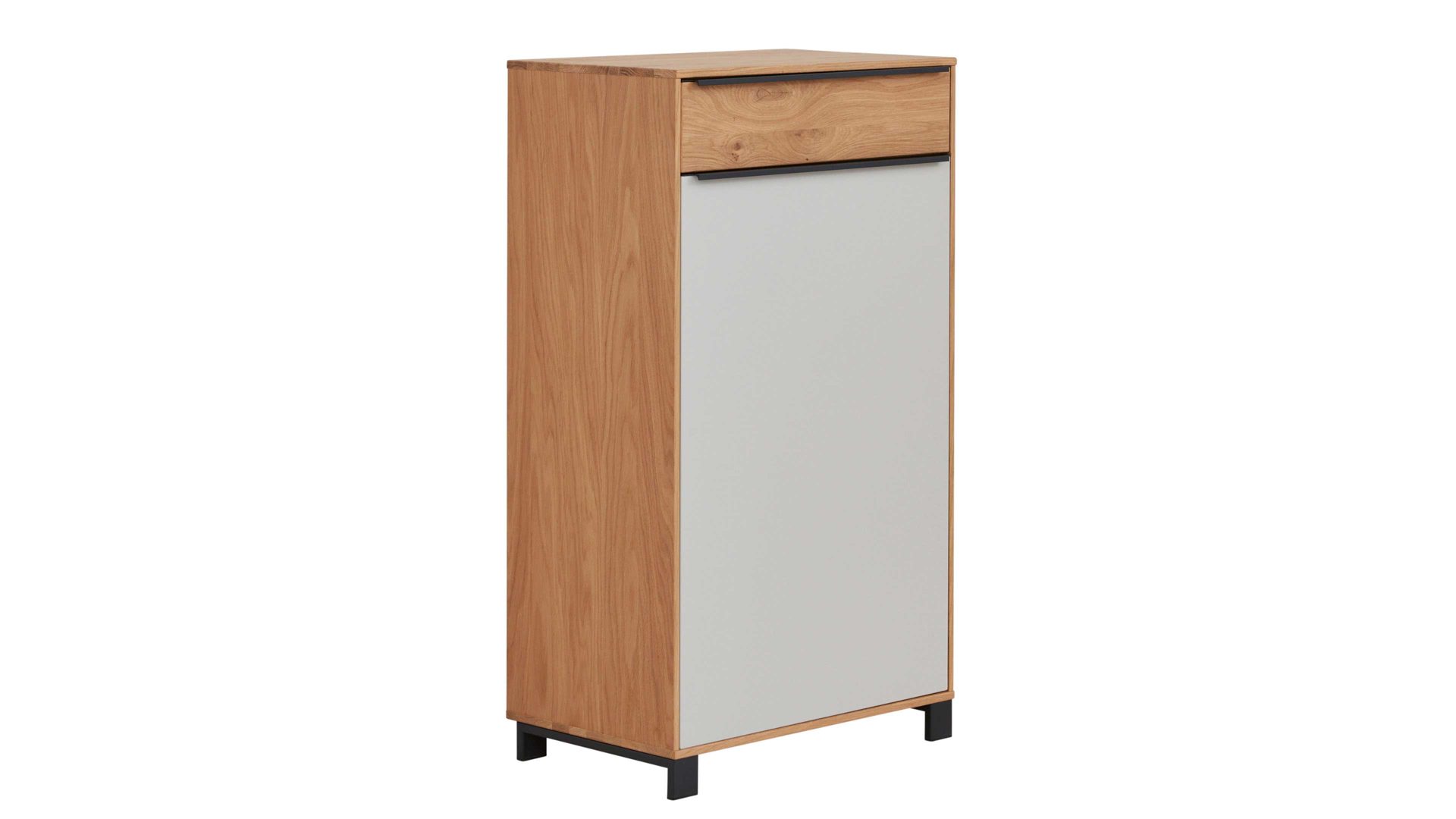 Kombikommode Interliving aus Holz in Holzfarben Interliving Garderoben Serie 6005 – Kommode 800 Eiche & lichtgrauer Lack – eine Schublade, eine Tür, links