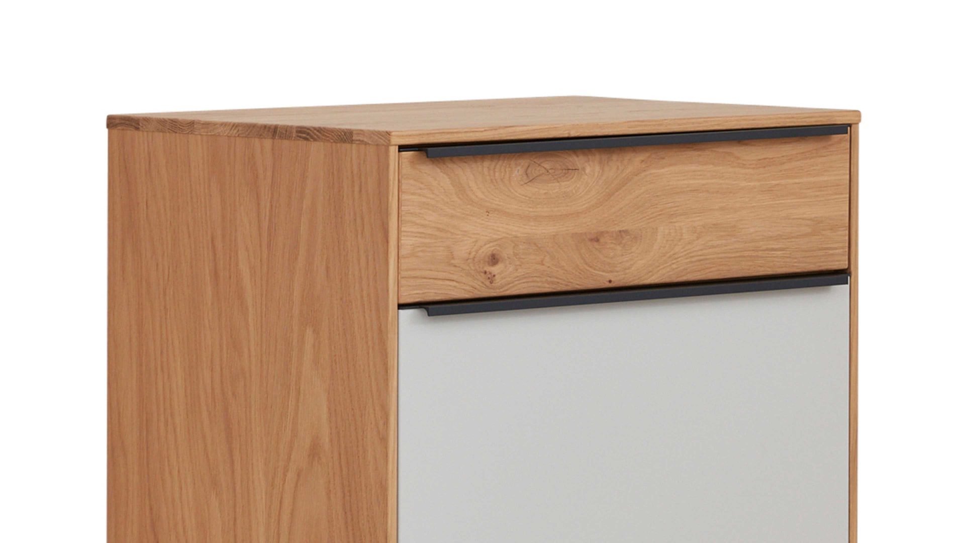 Kombikommode Interliving aus Holz in Holzfarben Interliving Garderoben Serie 6005 – Kommode 800 Eiche & lichtgrauer Lack – eine Schublade, eine Tür, links