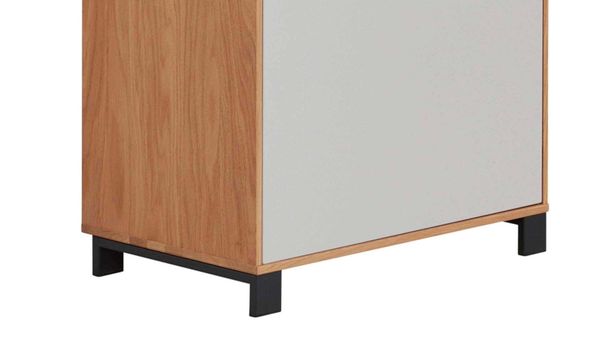 Kombikommode Interliving aus Holz in Holzfarben Interliving Garderoben Serie 6005 – Kommode 800 Eiche & lichtgrauer Lack – eine Schublade, eine Tür, links
