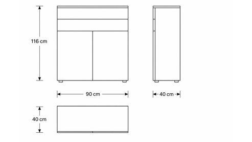 Highboard Interliving aus Holz in Grau Interliving Wohnzimmer Serie 2031 - Highboard Grau & Risseiche - vier Türen, zwei Schubladen, Breite ca. 180 cm
