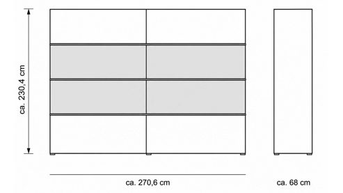 Kleiderschrank Interliving aus Holz in Grau Interliving Schlafzimmer Serie 1024 – Schwebetürenschrank Design 25,  Taupe & Balkeneiche - zwei Türen, Breite ca. 271 cm