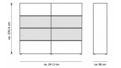 Kleiderschrank Interliving aus Holz in Grau Interliving Schlafzimmer Serie 1024 – Schwebetürenschrank Design 25,  Taupe & Balkeneiche - zwei Türen, Breite ca. 241 cm