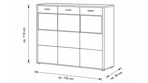 Sideboard Interliving aus Holz in Holzfarben Interliving Wohnzimmer Serie 2029 - Highboard Wildeiche & Granit-Steinoptik - drei Türen, eine Schublade, Breite ca. 132 cm