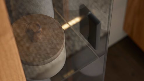 Vitrine Interliving aus Holz in Holzfarben Interliving Wohnzimmer Serie 2027 - Vitrine Asteiche - eine Tür, Höhe ca. 209 cm