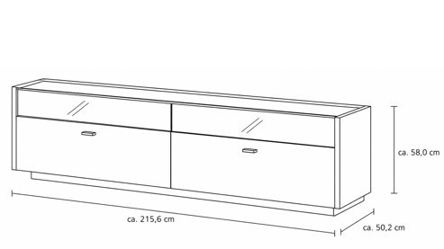 Wohnwand Interliving aus Holz in Holzfarben Interliving Wohnzimmer Serie 2027 - Wohnwand Asteiche - dreiteilig, Breite ca. 286 cm