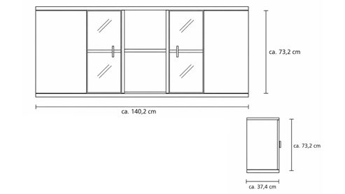 Hängeschrank Interliving aus Holz in Holzfarben Interliving Wohnzimmer Serie 2027 - Hängeschrank Asteiche - zwei Türen, Breite ca. 140 cm