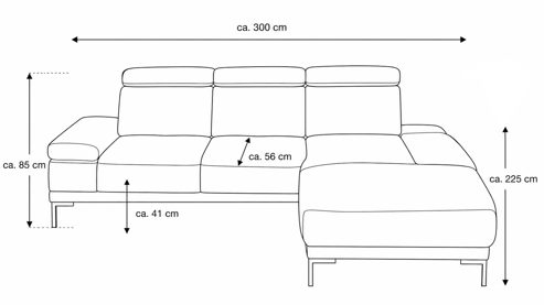 Ecksofa Interliving aus Stoff in Beige Interliving Sofa Serie 4251 – Ecksofa cremefarbener Bezug Q2 Hit 304 & Metallfüße 3.26 – Stellfläche ca. 300 x 225 cm