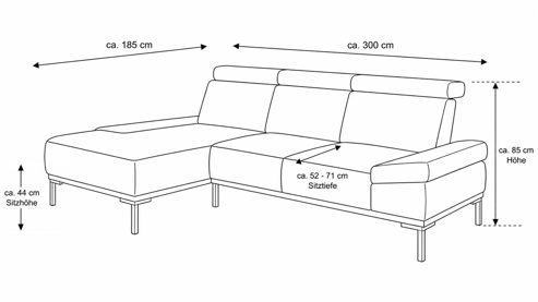Ecksofa Interliving aus Stoff in Dunkelgrün Interliving Sofa Serie 4254 – Ecksofa jagdgrüner Bezug Mito 156 – Stellfläche ca. 185 x 300 cm
