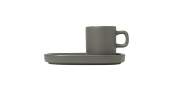Espressotasse Blomus aus Keramik in Grau blomus Espressotassen-Set Pilar zinnfarbene Keramik Pewter – vierteilig