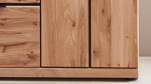 Highboard PARTNERRING COLLECTION aus Holz in Holzfarben PARTNERRING COLLECTION Wohnmöbel Donna - Highboard Wildeiche Bianco - drei Türen, zwei Schubladen, Breite ca. 122 cm