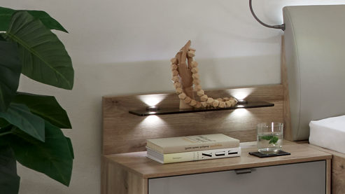 Paneel PARTNERRING COLLECTION aus Holz in Holzfarben PARTNERRING COLLECTION Schlafzimmerprogramm Madison - Paneelaufsätze Nordic Eiche & Rauchglas - zweiteilig