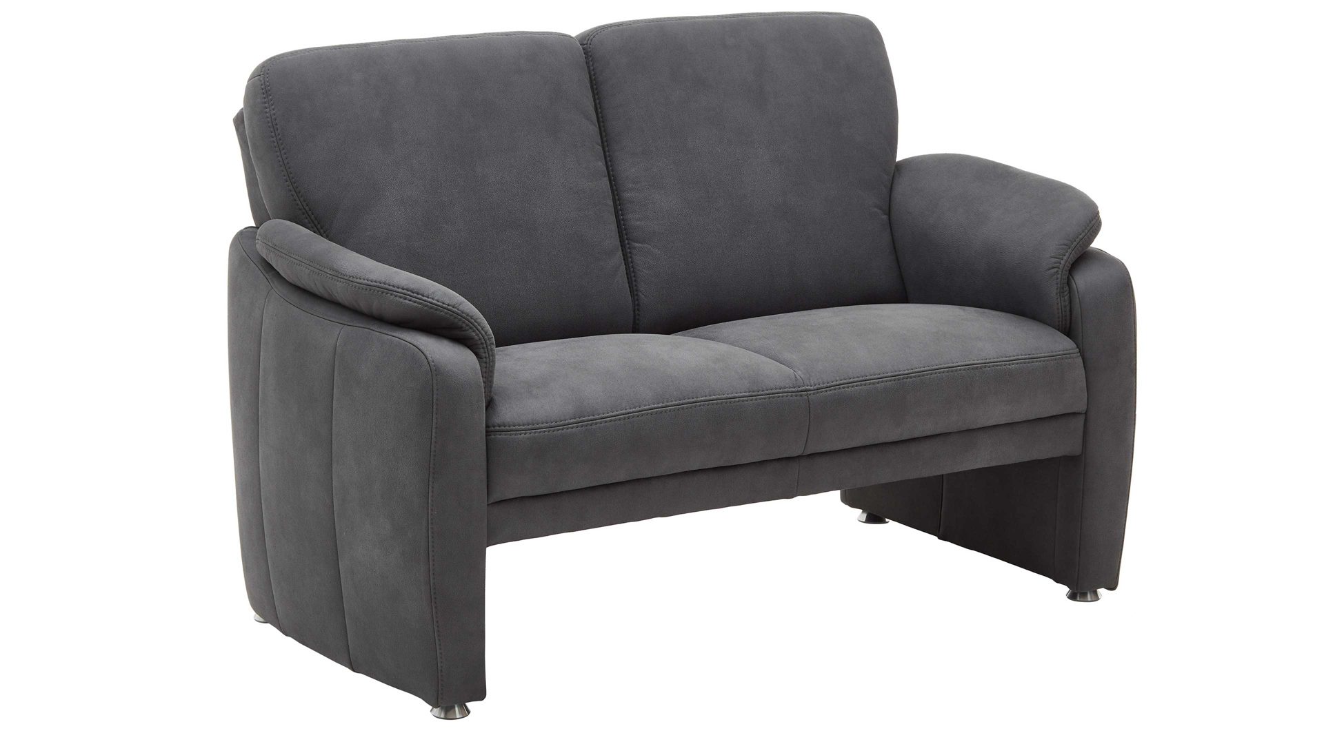 Zweisitzer Steinpol polsteria aus Stoff in Grau Zweisitzer anthrazitfarbener Bezug Deluxe & Alufüße - Länge ca. 140 cm
