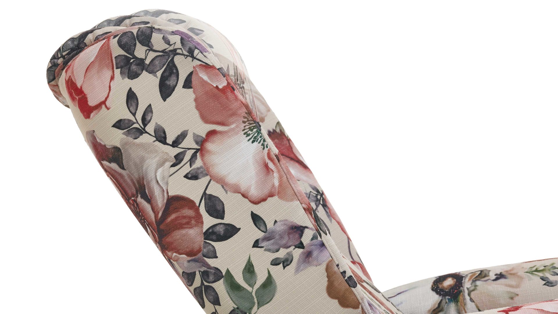 Ohrensessel Steinpol polsteria aus Stoff in Mehrfarbig Ohrensessel mit Motor floraler Stoffbezug Aster beige & Eiche biancofarbene Holzfüße - ein Motor