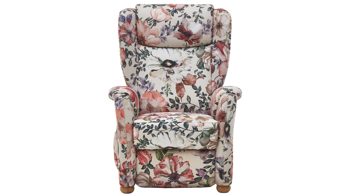 Ohrensessel Steinpol polsteria aus Stoff in Mehrfarbig Ohrensessel mit Motor floraler Stoffbezug Aster beige & Eiche biancofarbene Holzfüße - ein Motor