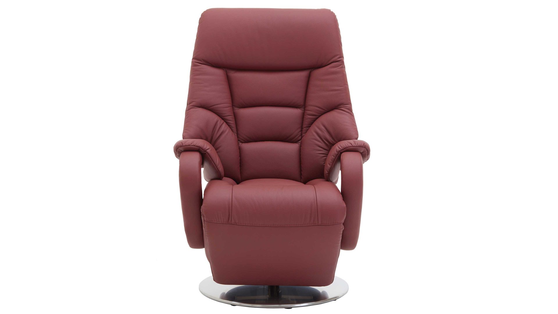Relaxsessel Steinpol polsteria aus Leder in Rot Relaxsessel melotfarbenes LongLife-Leder Duca & Edelstahl-Tellerfuß