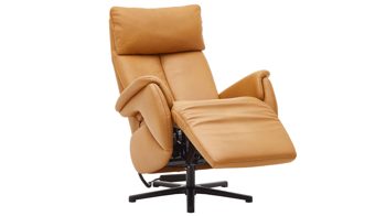 Relaxsessel Steinpol polsteria aus Leder in Gelb Relaxsessel Serie Relaxa Feeling senffarbenes Leder Punch Dijon & schwarzer Sternfuß