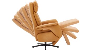 Relaxsessel Steinpol polsteria aus Leder in Gelb Relaxsessel Serie Relaxa Feeling senffarbenes Leder Punch Dijon & schwarzer Sternfuß