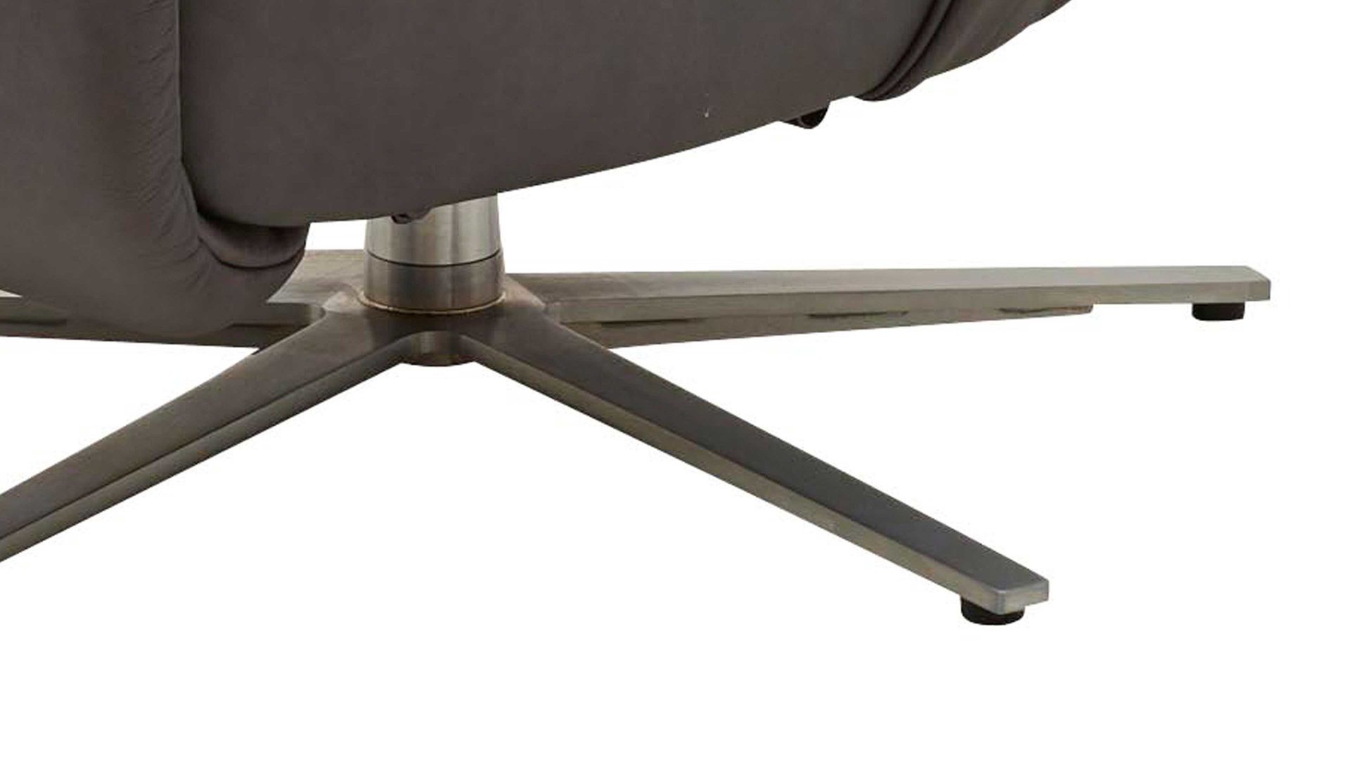 Relaxsessel Interliving aus Leder in Grau Interliving Sessel Serie 4551 – Sessel 56U44 colafarbenes LongLife-Leder & edelstahlfarbener Sternfuß – zwei Motoren