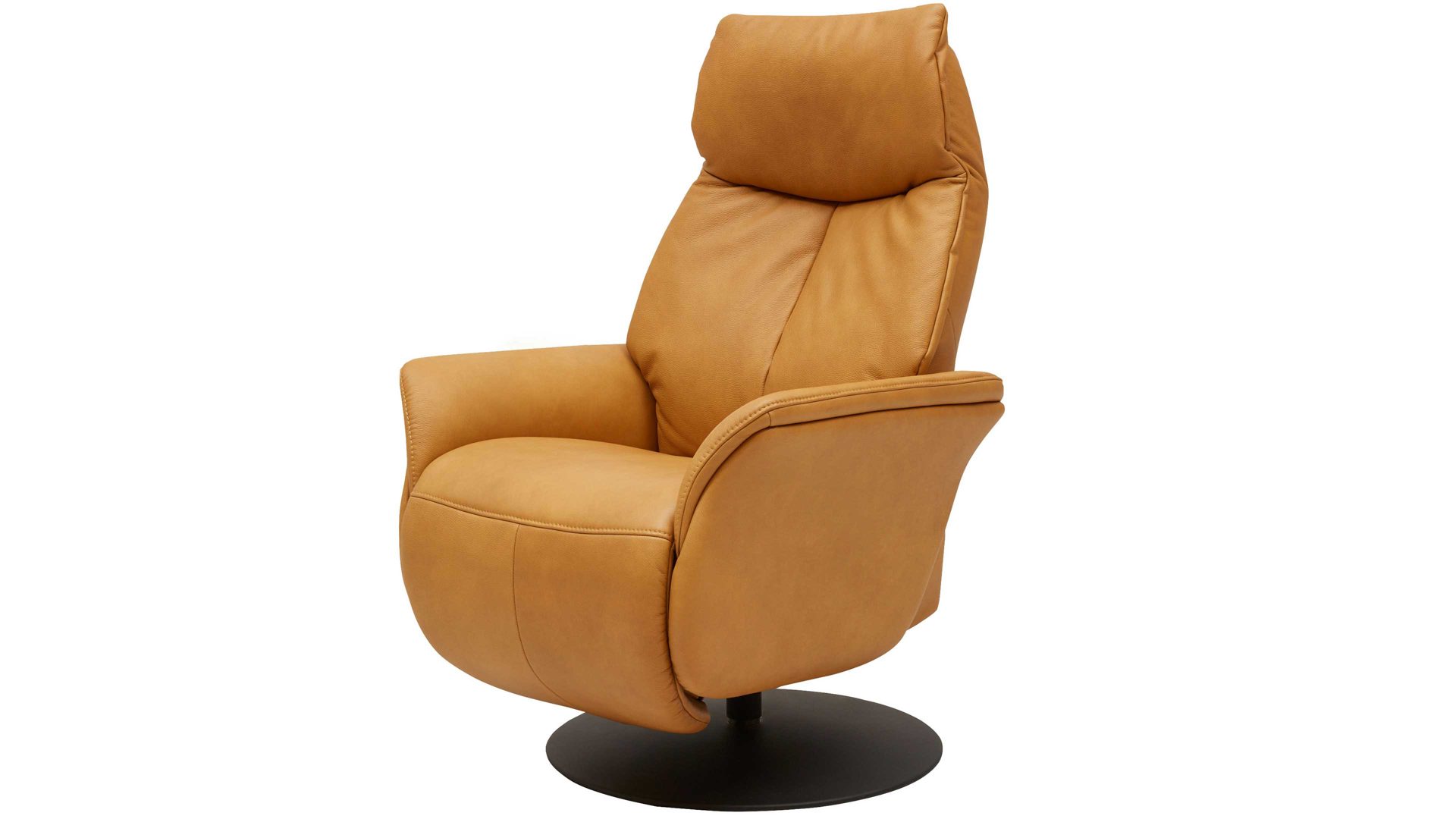 Relaxsessel Interliving aus Leder in Gelb Interliving Sessel Serie 4550 - Sessel zwei Motoren & Aufstehhilfe - kürbisfarbenes LongLife-Leder & anthrazitfarbener Tellerfuß