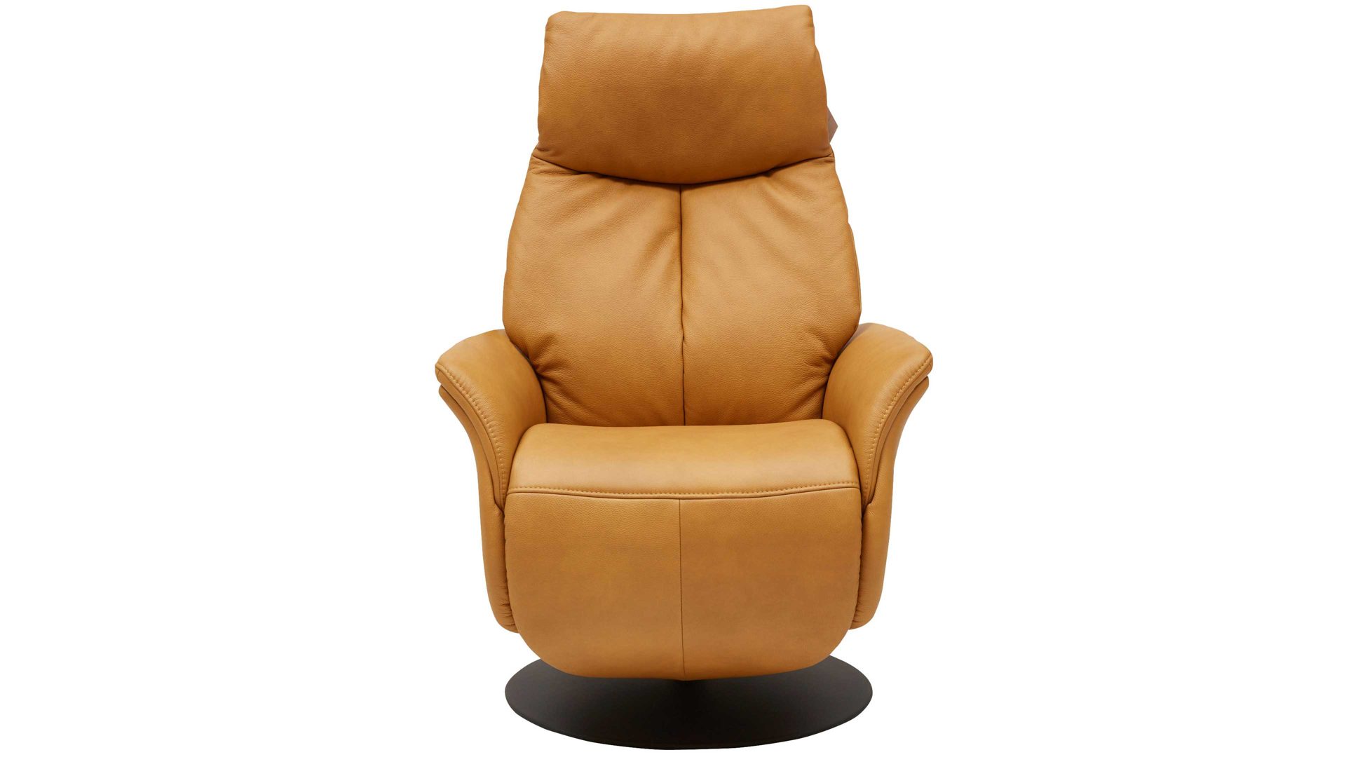 Relaxsessel Interliving aus Leder in Gelb Interliving Sessel Serie 4550 - Sessel 35O44 manuelle Funktionen - kürbisfarbenes LongLife-Leder & anthrazitfarbener Tellerfuß