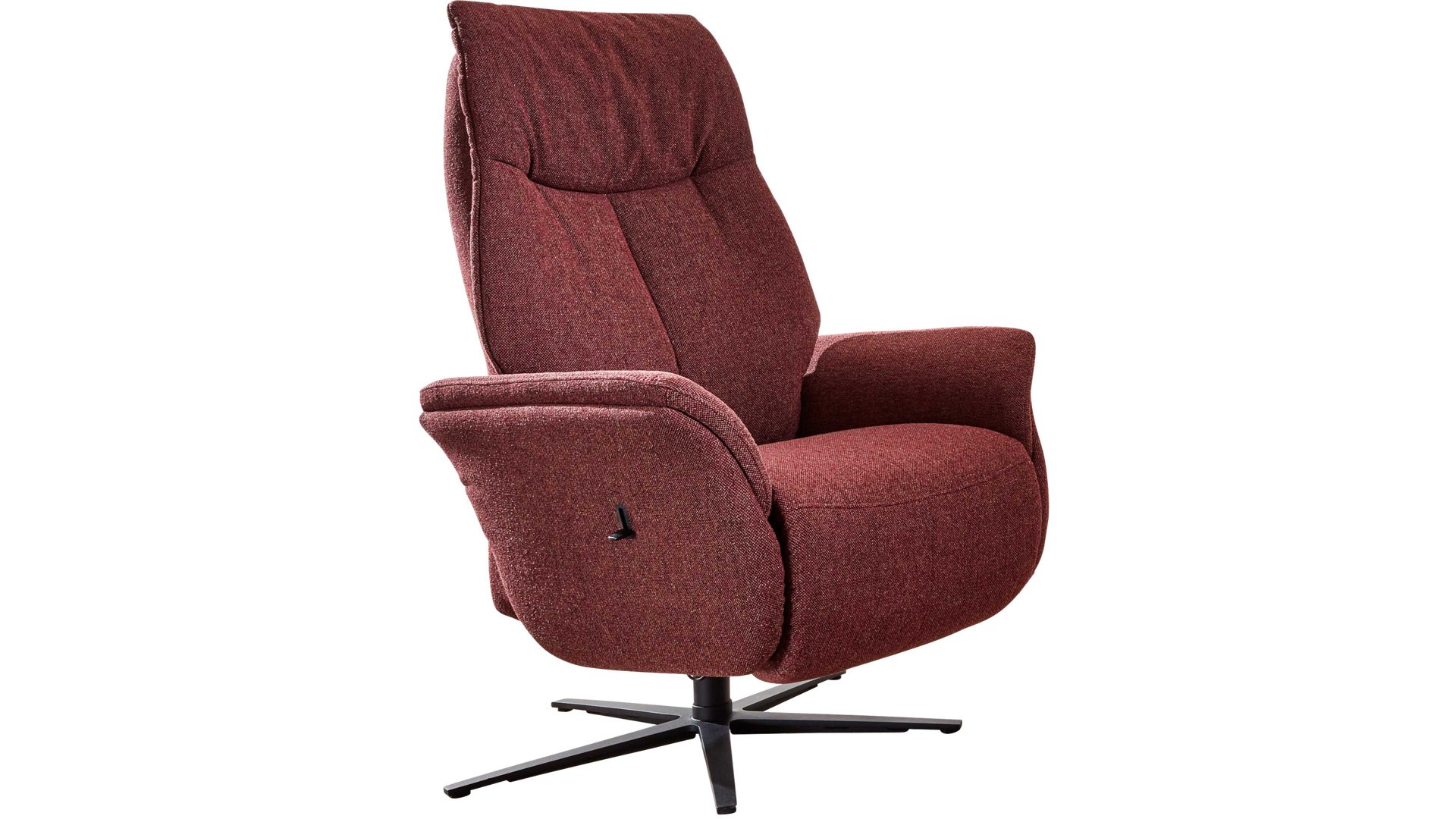 Relaxsessel Interliving aus Stoff in Rot Interliving Sessel Serie 4550 - Sessel zwei Motoren - chiantifarbener Melangestoff Q2 & anthrazitfarbener Sternfuß