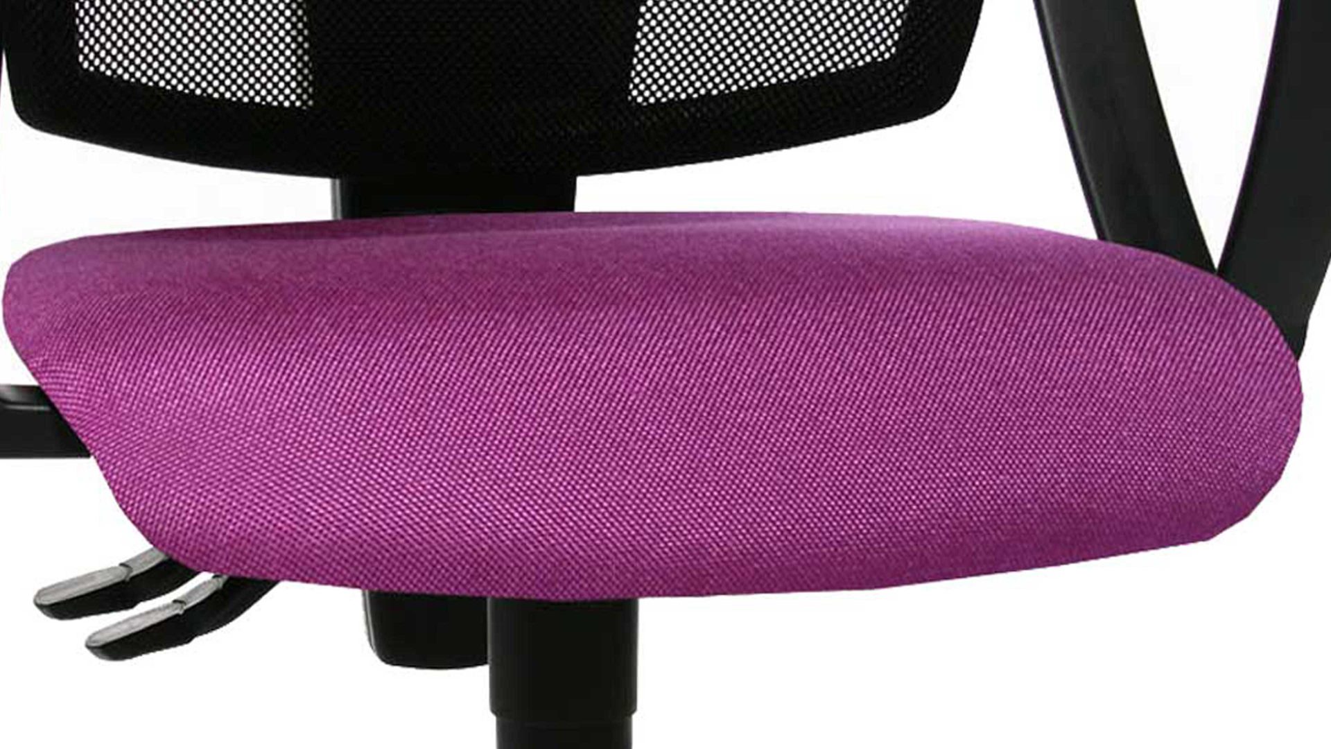 Drehstuhl OrthoSedis aus Stoff in Lila Drehstuhl orthoSedis 20 als ergonomisches Büromöbel lilafarbener Sitzbezug G03 & schwarze Netzbespannung, verchromtes Drehkreuz