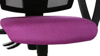 Drehstuhl OrthoSedis aus Stoff in Lila Drehstuhl orthoSedis 20 als ergonomisches Büromöbel lilafarbener Sitzbezug G03 & schwarze Netzbespannung, verchromtes Drehkreuz
