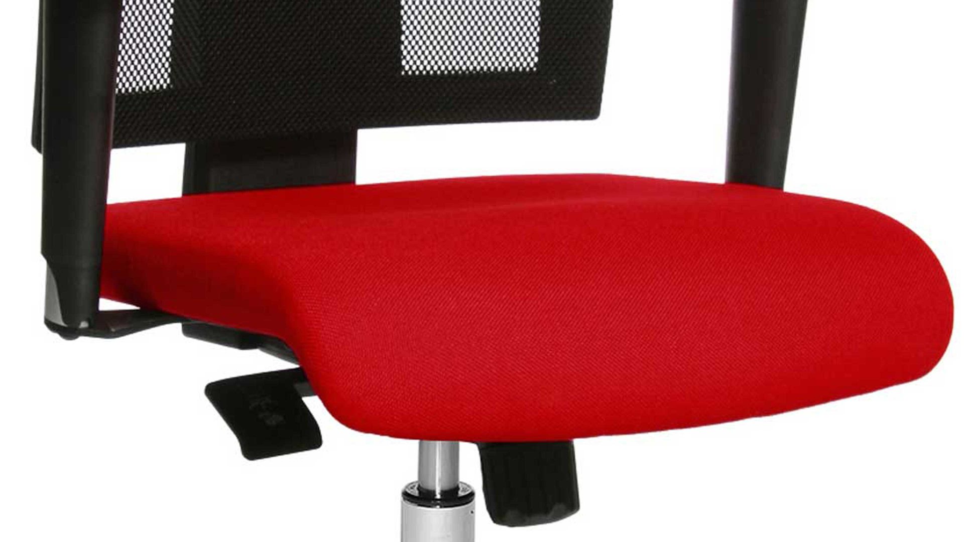 Drehstuhl OrthoSedis aus Stoff in Rot Drehstuhl OrthoSedis 50 als Sitzmöbel fürs Büro roter Netzbezug TT310 & poliertes Aluminium-Fußkreuz