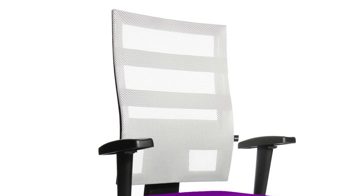 Drehstuhl OrthoSedis aus Stoff in Lila Drehstuhl OrthoSedis 50 als Sitzmöbel fürs Büro lilafarbener Netzbezug TT33 & poliertes Aluminium-Fußkreuz