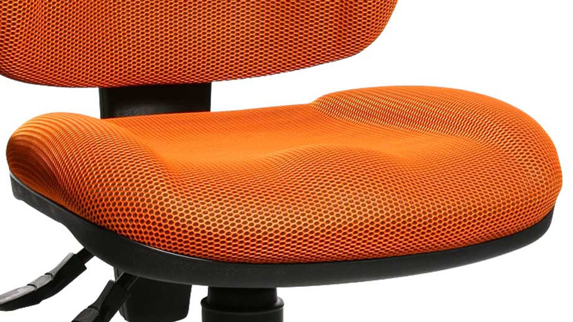 Drehstuhl OrthoSedis aus Stoff in Orange Bürodrehstuhl OrthoSedis 10 als Chefsessel orangefarbener Bezug BB2 & verchromtes Drehkreuz