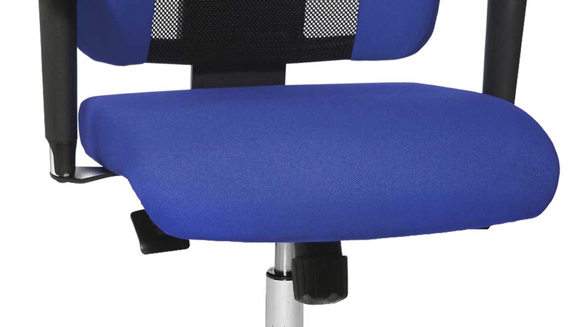 Drehstuhl OrthoSedis aus Stoff in Blau Komfortdrehstuhl OrthoSedis 60 mit Chefsessel-Qualität blauer Bezug TT380 & poliertes Aluminium-Drehkreuz