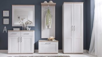 Garderoben-Set Bega-consult aus Holz in Weiß Garderoben-Set Sibiu Lärche & San Remo – fünfteilig