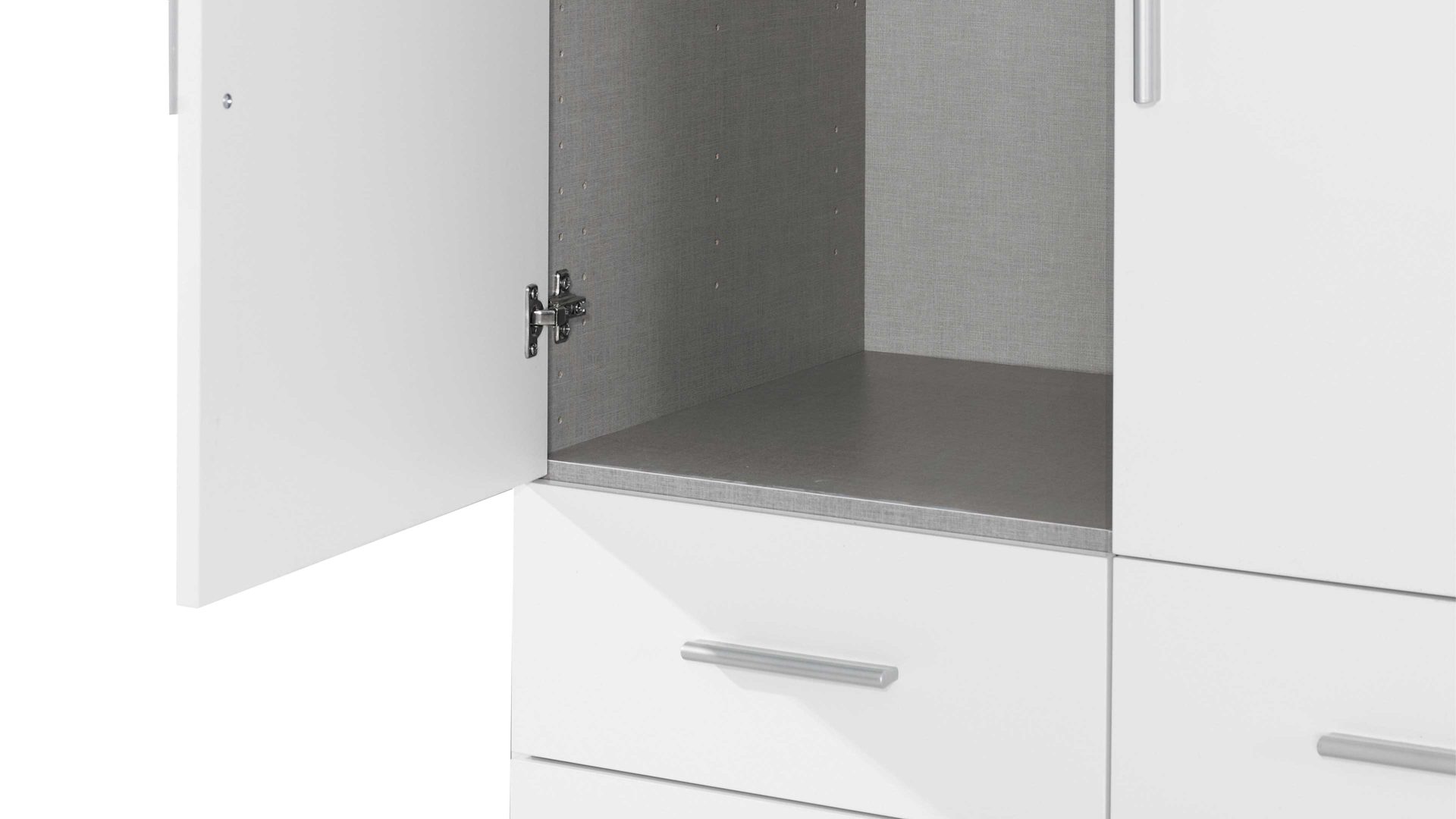 Kleiderschrank Rauch aus Holz in Weiß rauch BLUE Kleiderschrank Celle Alpinweiß – Breite ca. 91 cm, zwei Türen, vier Schubladen