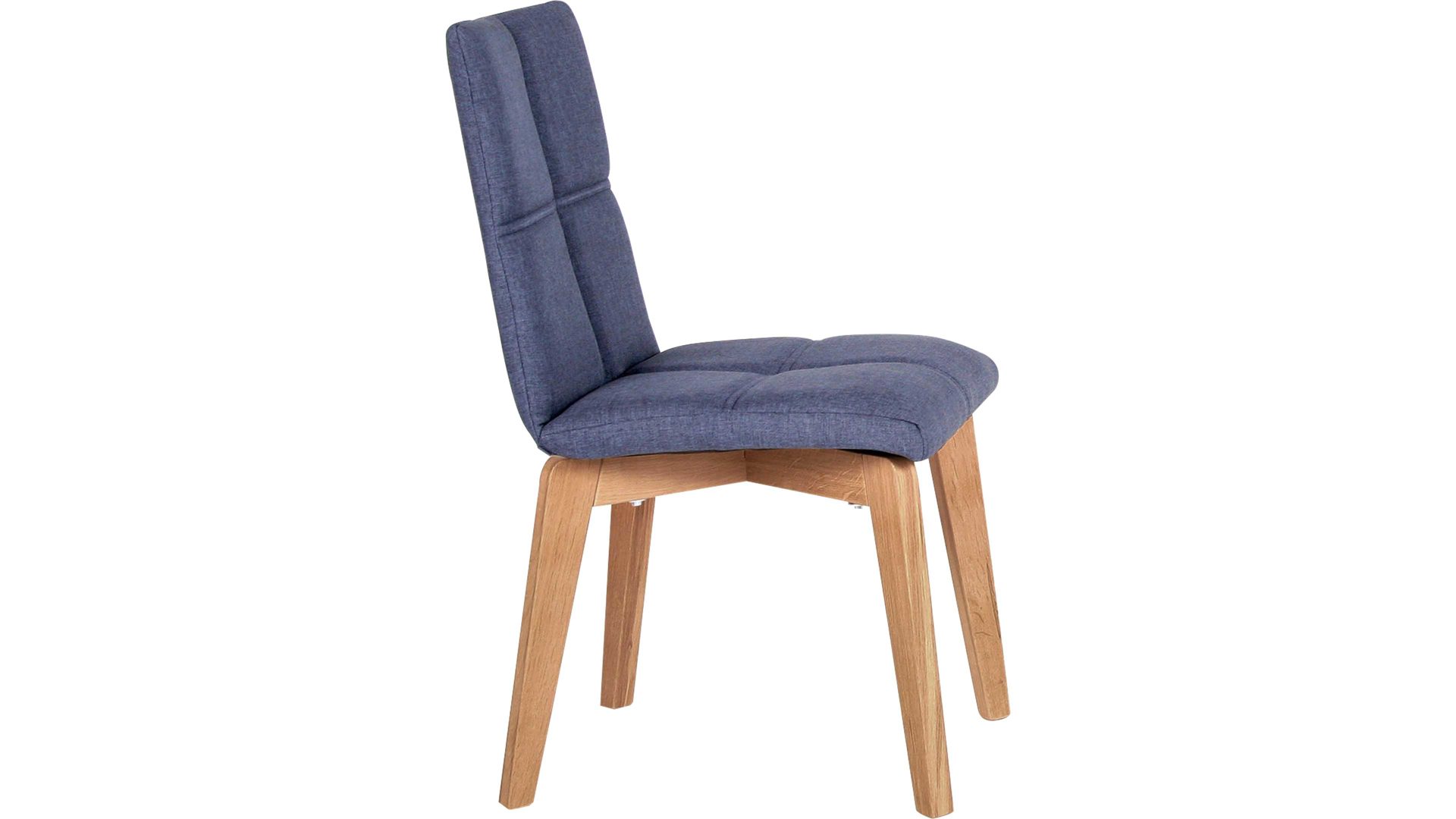 Polsterstuhl Standard furniture factory aus Stoff in Blau Polsterstuhl als bequemes Sitzmöbel jeansfarbenes Flachgewebe Grand 4012, Schale 2 & naturfarbenes Eichegestell