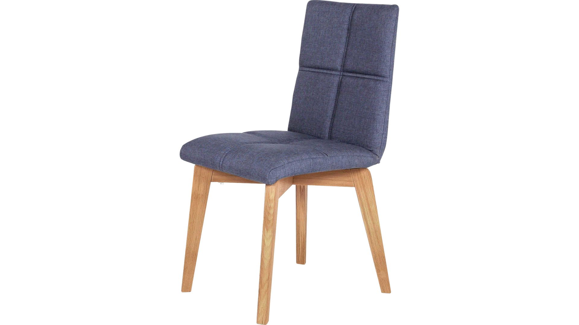 Polsterstuhl Standard furniture factory aus Stoff in Blau Polsterstuhl als bequemes Sitzmöbel jeansfarbenes Flachgewebe Grand 4012, Schale 2 & naturfarbenes Eichegestell