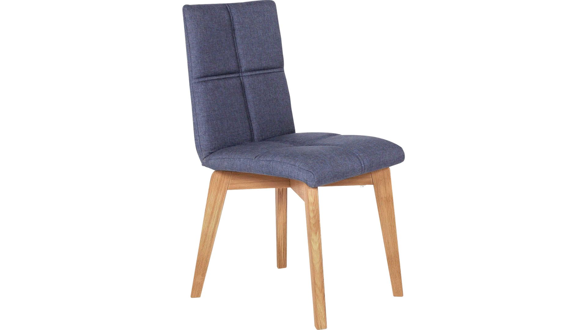 Polsterstuhl Standard furniture factory aus Stoff in Blau Polsterstuhl als bequemes Sitzmöbel jeansfarbenes Flachgewebe Grand 4012, Schale 2 & naturfarbenes Eichegestell