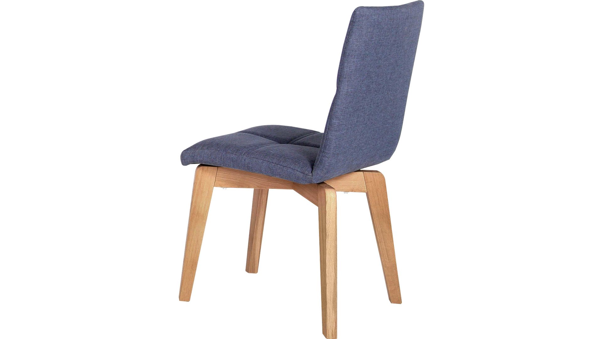 Polsterstuhl Standard furniture factory aus Stoff in Blau Polsterstuhl als bequemes Sitzmöbel jeansfarbenes Flachgewebe Grand 4012, Schale 2 & naturfarbenes Eichegestell