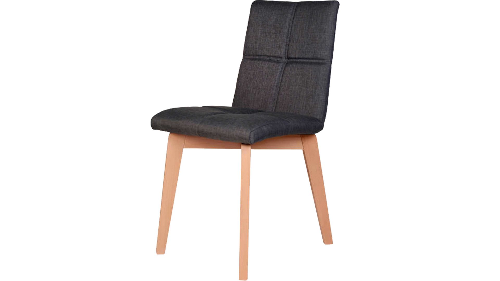 Polsterstuhl Standard furniture factory aus Stoff in Grau Polsterstuhl als bequemes Sitzmöbel anthrazitfarbenes Flachgewebe Grand 7047, Schale 2 & naturfarbene Eichenfüße