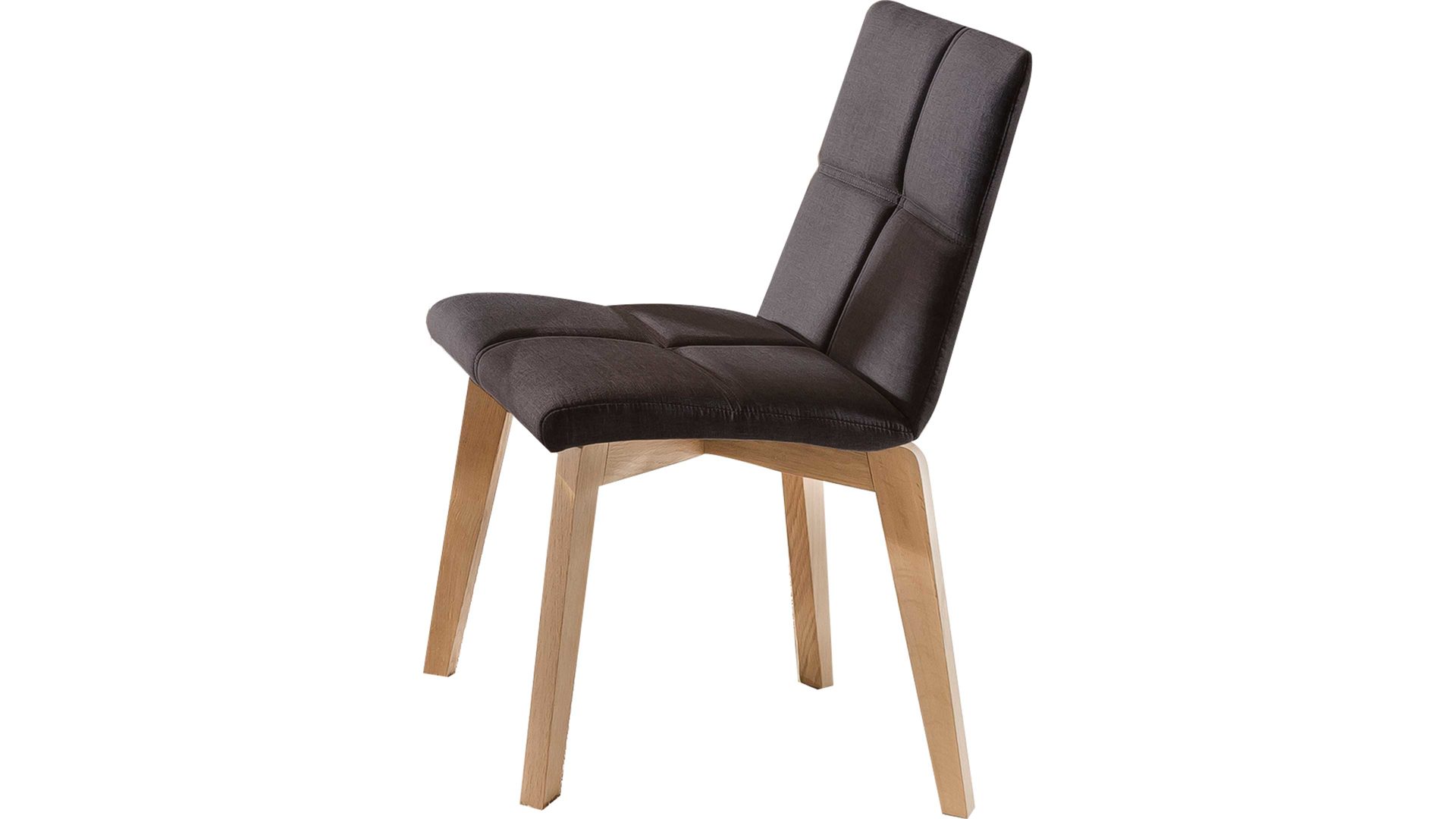 Polsterstuhl Standard furniture factory aus Stoff in Braun Polsterstuhl als bequemes Sitzmöbel braunes Flachgewebe Grand 4004, Schale 2 & naturfarbene Eichenfüße