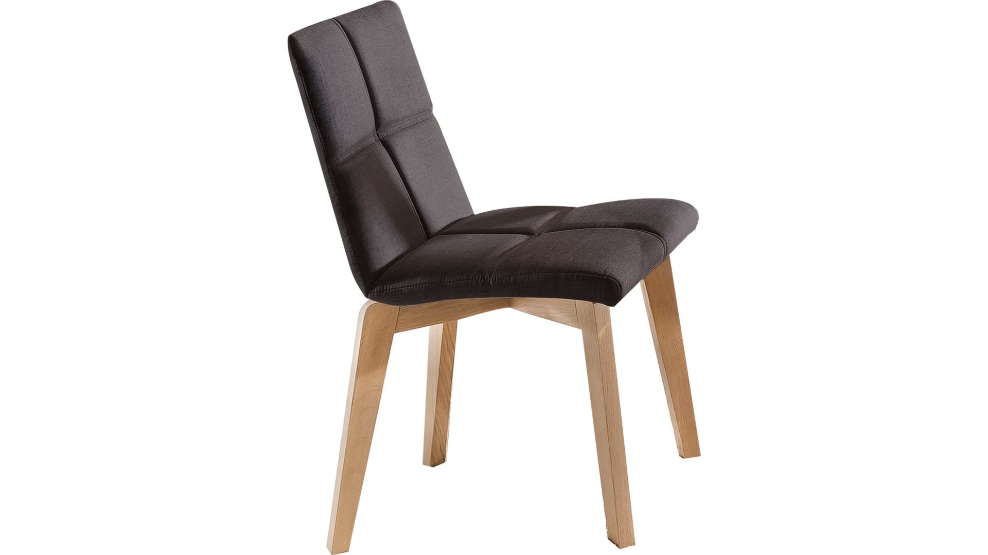 Polsterstuhl Standard furniture factory aus Stoff in Braun Polsterstuhl als bequemes Sitzmöbel braunes Flachgewebe Grand 4004, Schale 2 & naturfarbene Eichenfüße