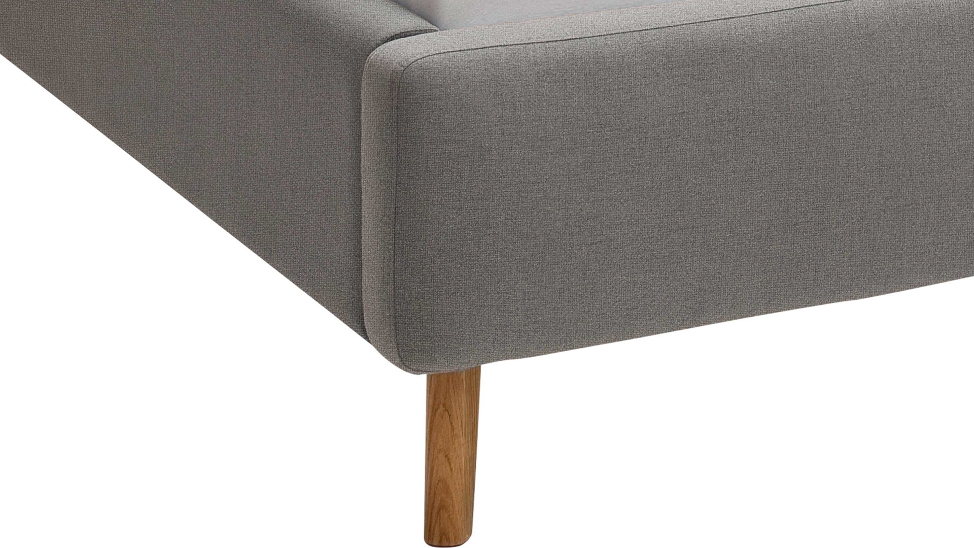 Bettgestell Meise.möbel aus Stoff in Hellgrau Polsterbettgestell Mattis hellgraues Flachgewebe Aspen 92 & Holzfüße - Liegefläche ca. 160 x 200 cm