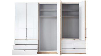 Kleiderschrank Wiemann | oeseder aus Holz in Weiß WIEMANN Schlafzimmerprogramm Loft – Kleiderschrank Bianco Eiche & Weiß – sechs Türen, sechs Schubladen, Breite ca. 300 cm