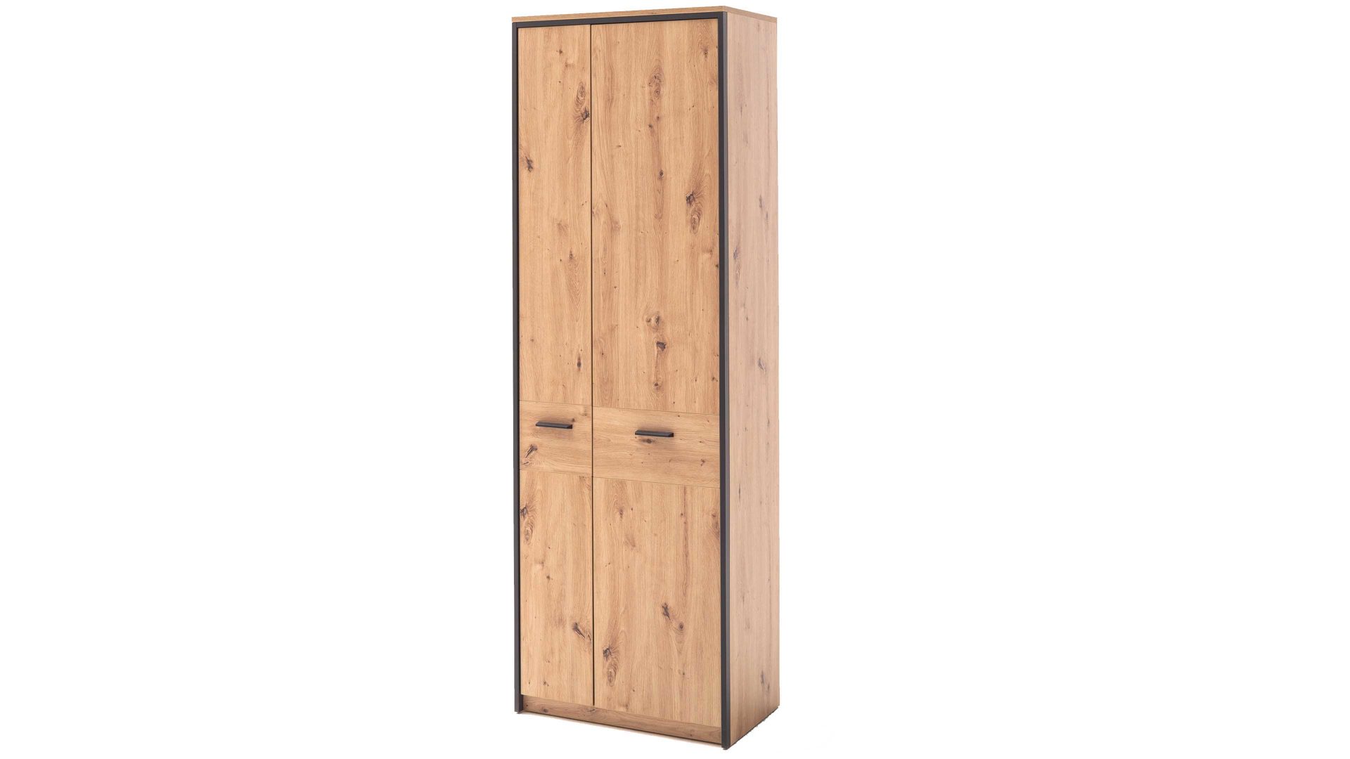 Garderoben-Set Mca furniture aus Holz in Holzfarben Garderobenserie Bergen – Komplett-Set Balkeneiche & Anthrazit – fünfteilig