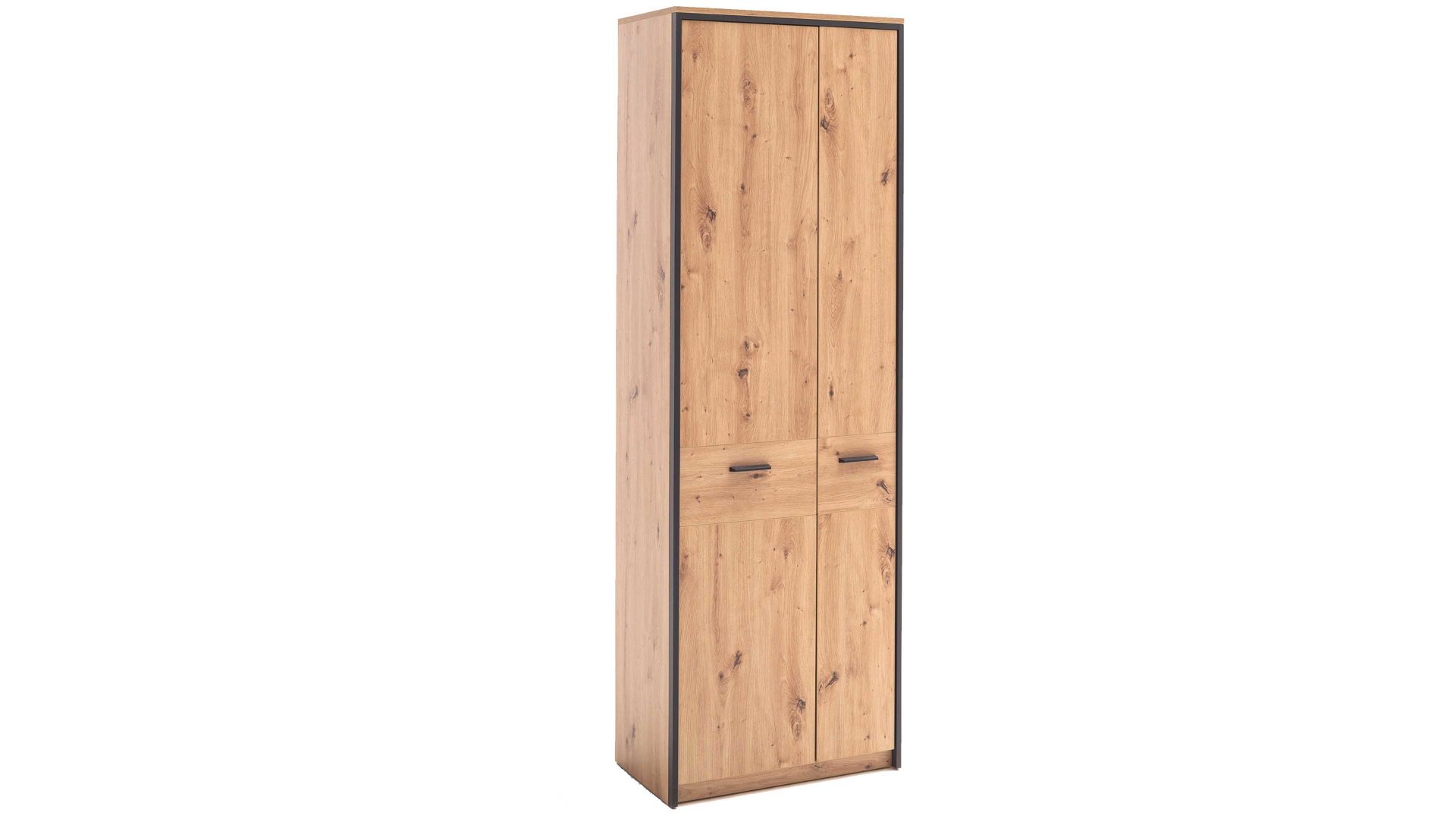 Garderoben-Set Mca furniture aus Holz in Holzfarben Garderobenserie Bergen – Komplett-Set Balkeneiche & Anthrazit – fünfteilig
