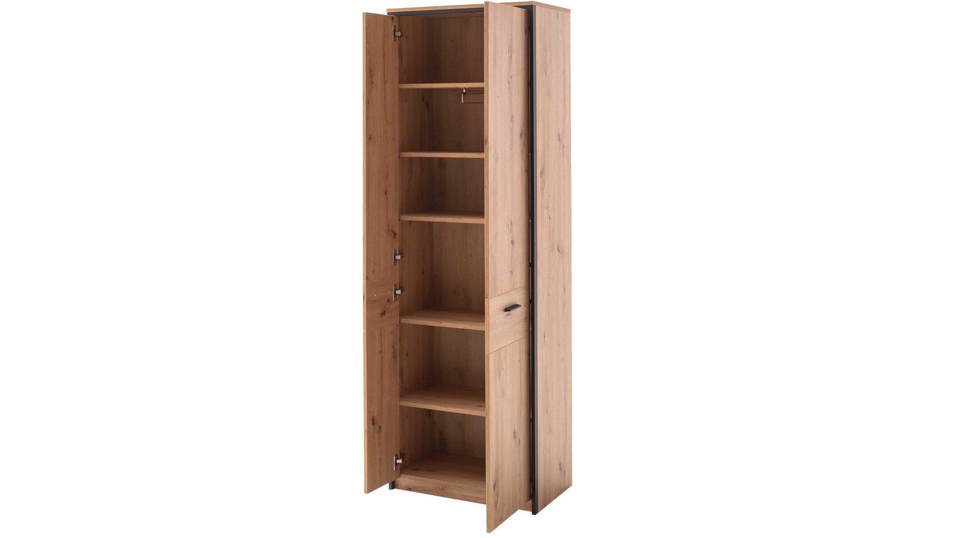 Garderoben-Set Mca furniture aus Holz in Holzfarben Garderobenserie Bergen – Komplett-Set Balkeneiche & Anthrazit – fünfteilig