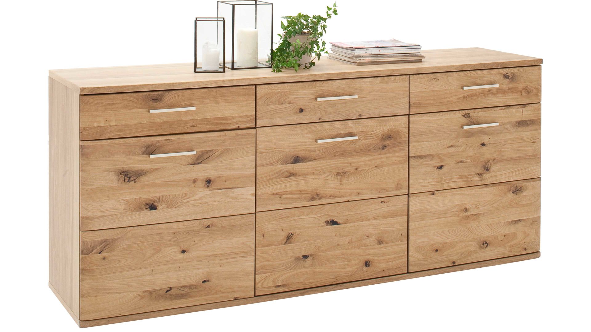 Sideboard Mca furniture aus Holz in Holzfarben Wohnprogramm Santori - Sideboard Eiche & Asteiche – drei Türen, zwei Schubladen