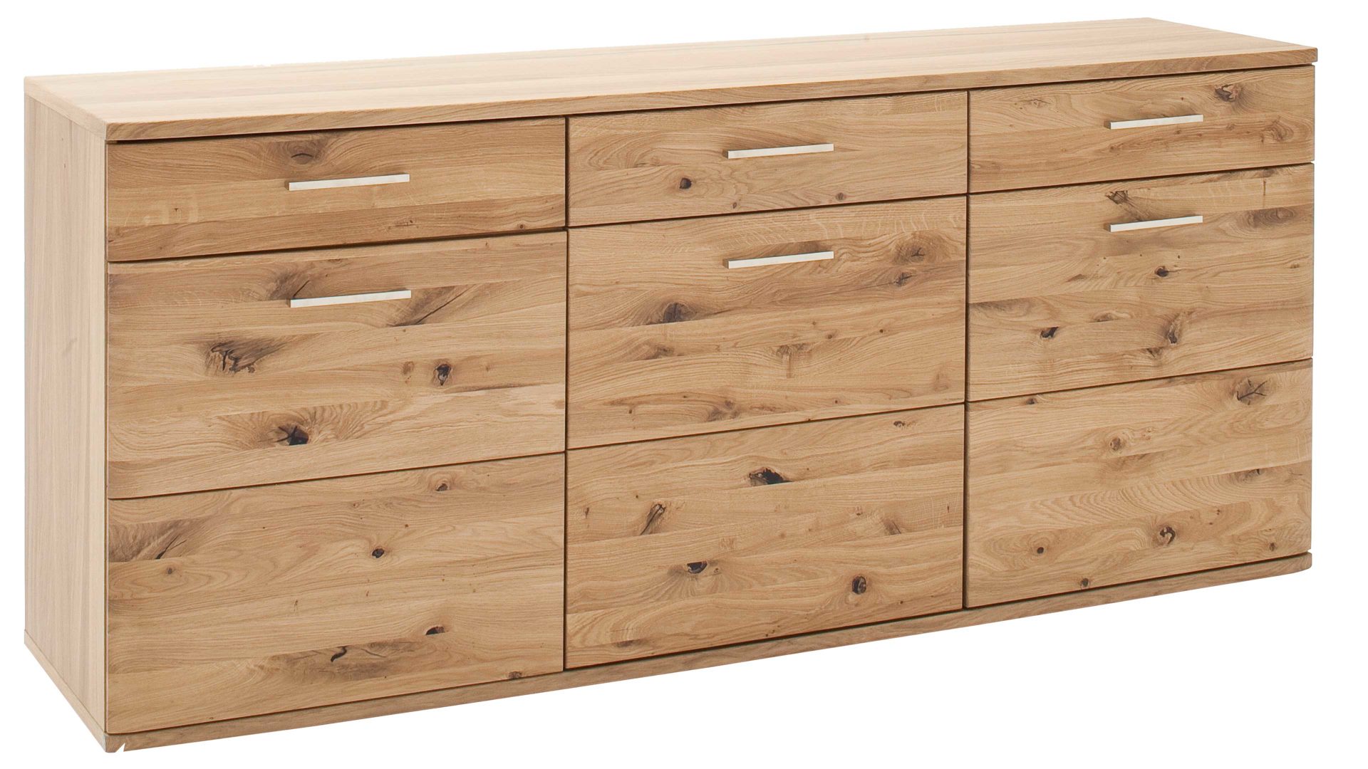 Sideboard Mca direkt aus Holz in Holzfarben Wohnprogramm Santori - Sideboard Eiche & Asteiche – drei Türen, zwei Schubladen
