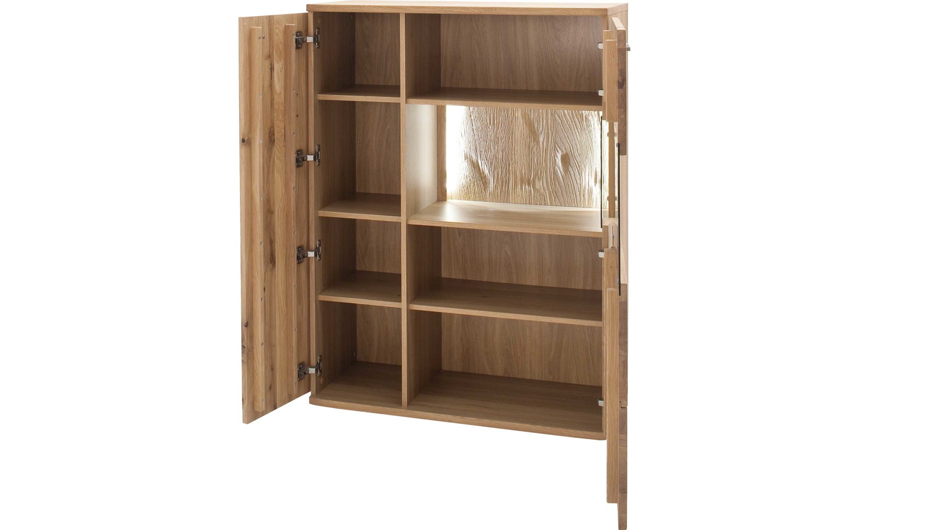 Highboard Mca direkt aus Holz in Holzfarben Wohnprogramm Santori - Highboard Eiche & Asteiche – zwei Türen, links